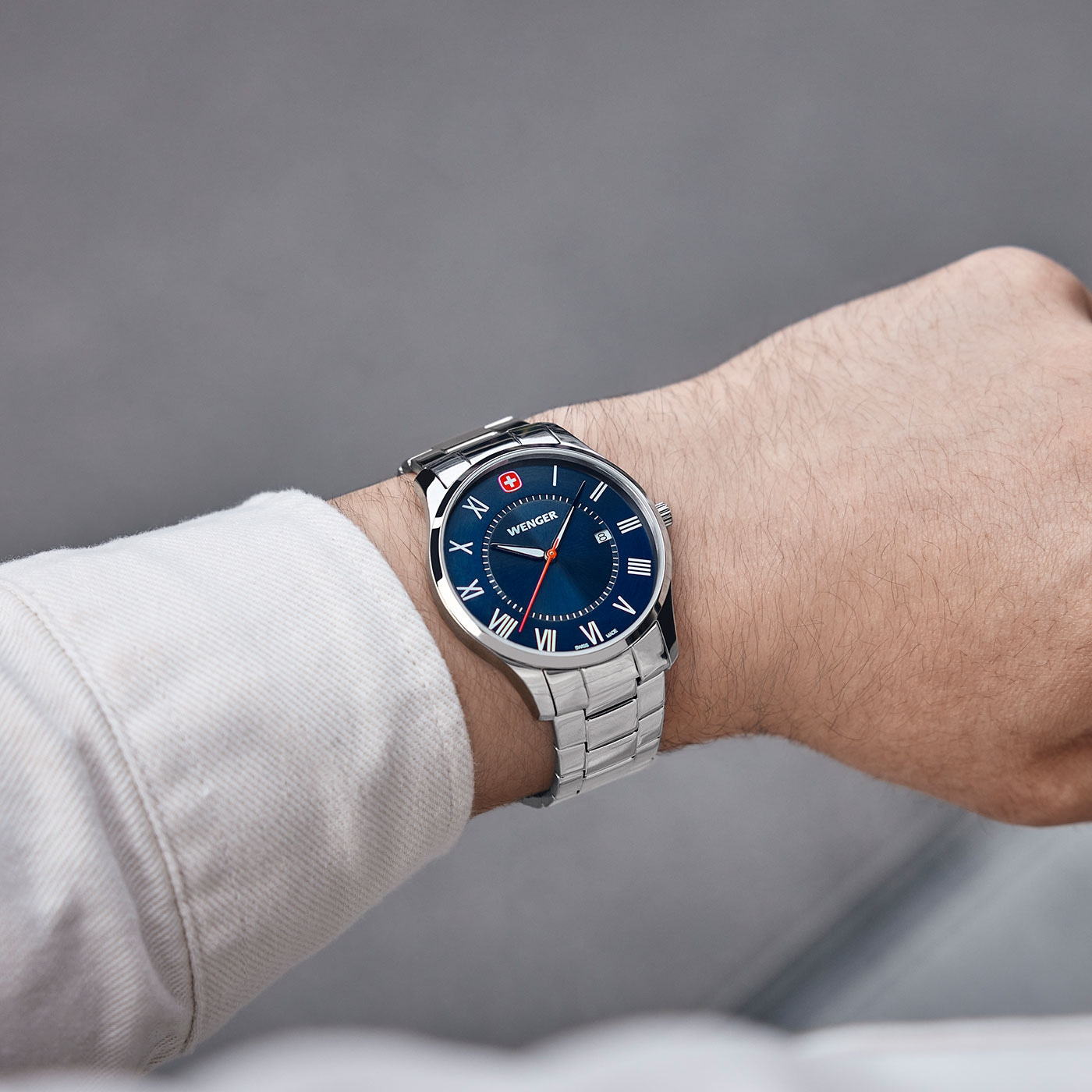 Herrenuhr silber-blau Ø 42 mm