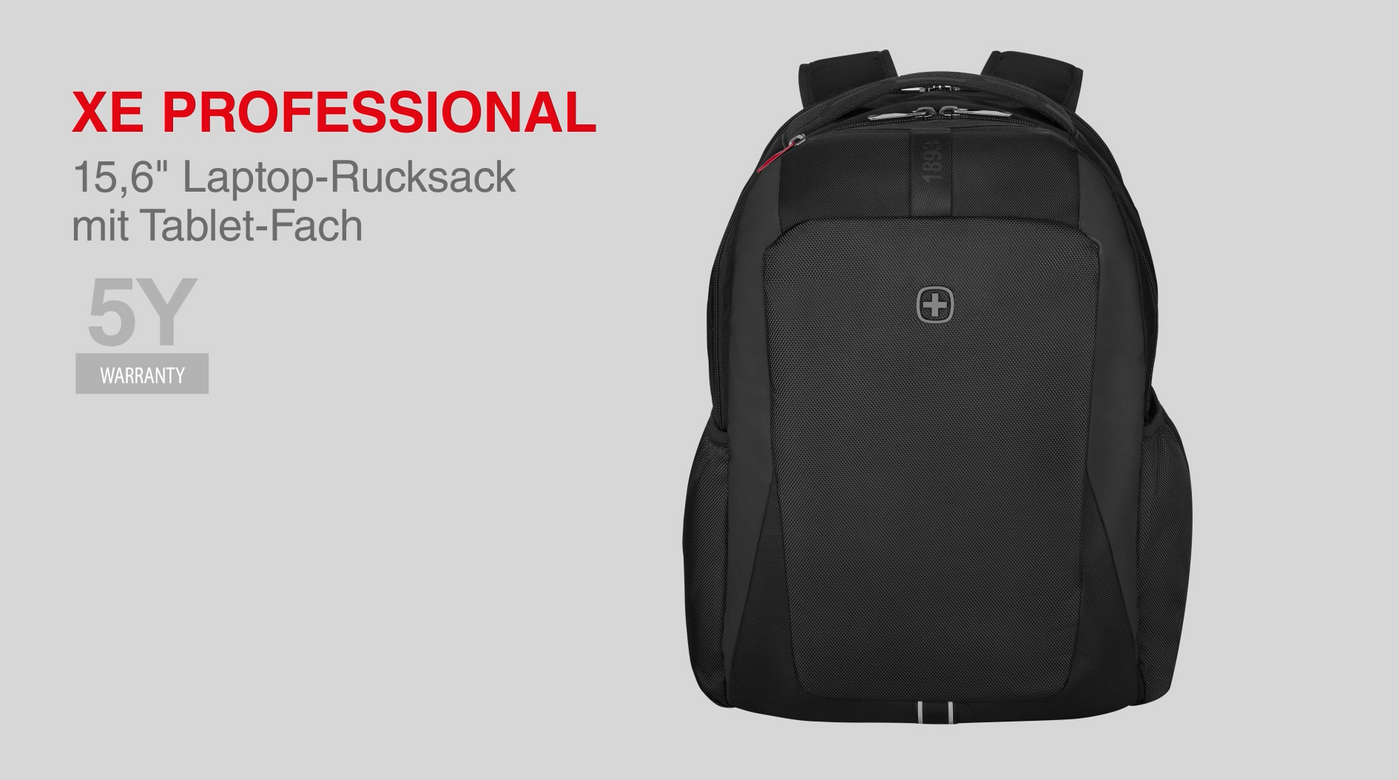 Unisex Rucksack für Laptops, Tablets und Notbooks, schwarz Gepolsterter Soft-Grip Griff zum einfachen Tragen