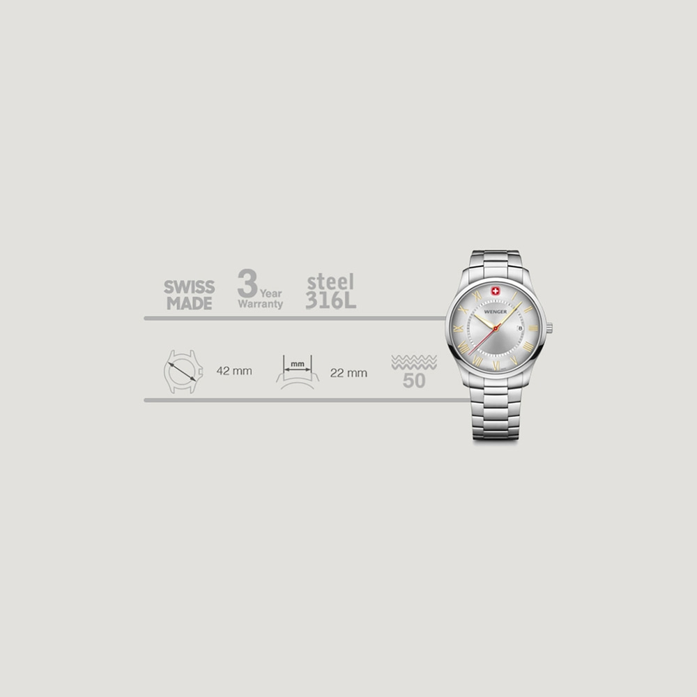 Herrenuhr silber Ø 42 mm
