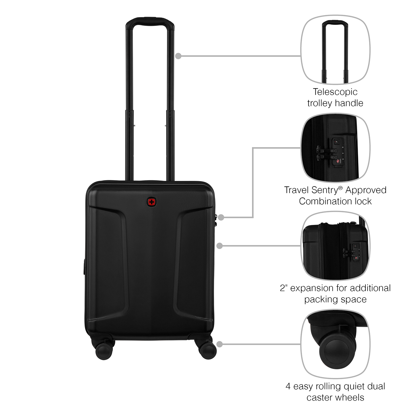 Hartschalenkoffer Carry-On, Schwarz