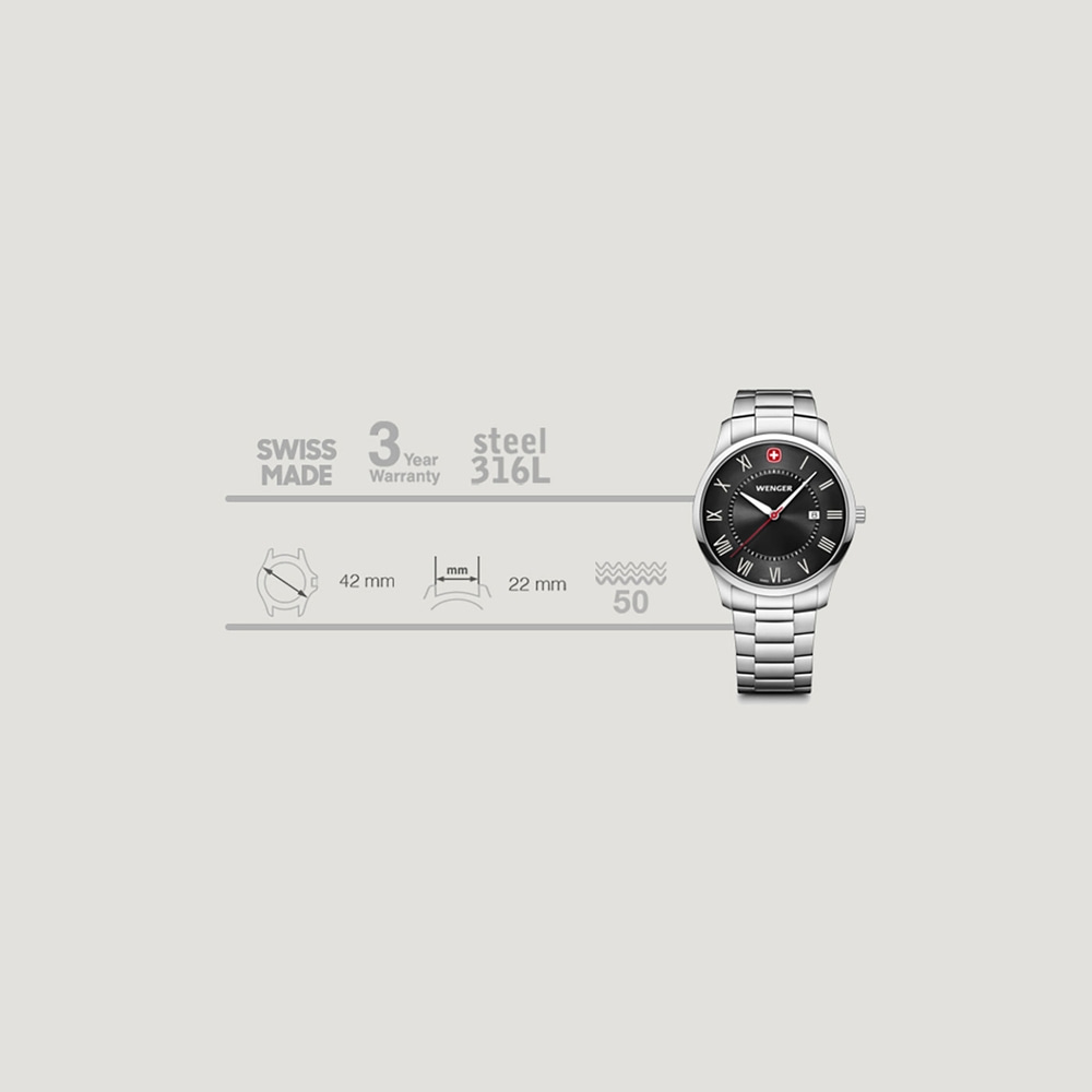 Herrenuhr silber-schwarz Ø 42 mm