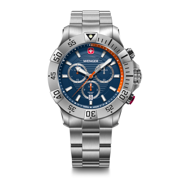 Chrono Herrenuhr silber-blau Ø 43 mm