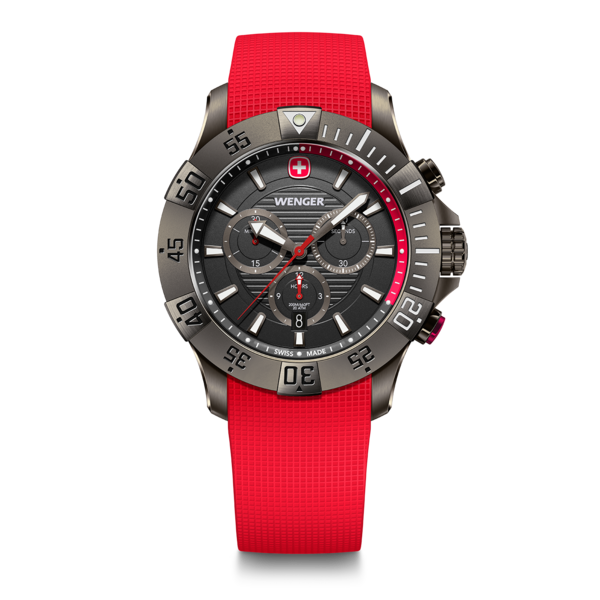 Chrono Herrenuhr rot-grau Ø 43 mm