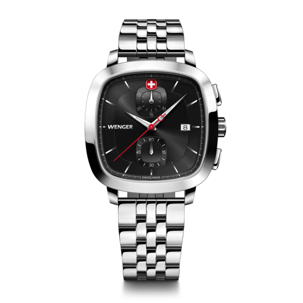 Chrono Herrenuhr silber-schwarz Ø 39,5 mm
