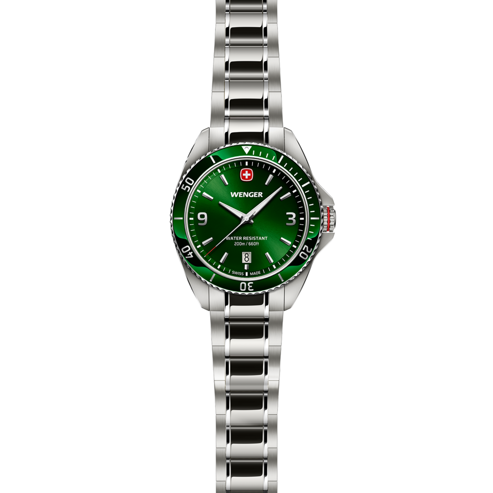Herrenuhr grün-silber Ø 40 mm