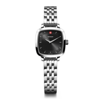 Damenuhr silber-schwarz Ø 27 mm Eine zeitlose, klassische Uhr mit modernem Twist