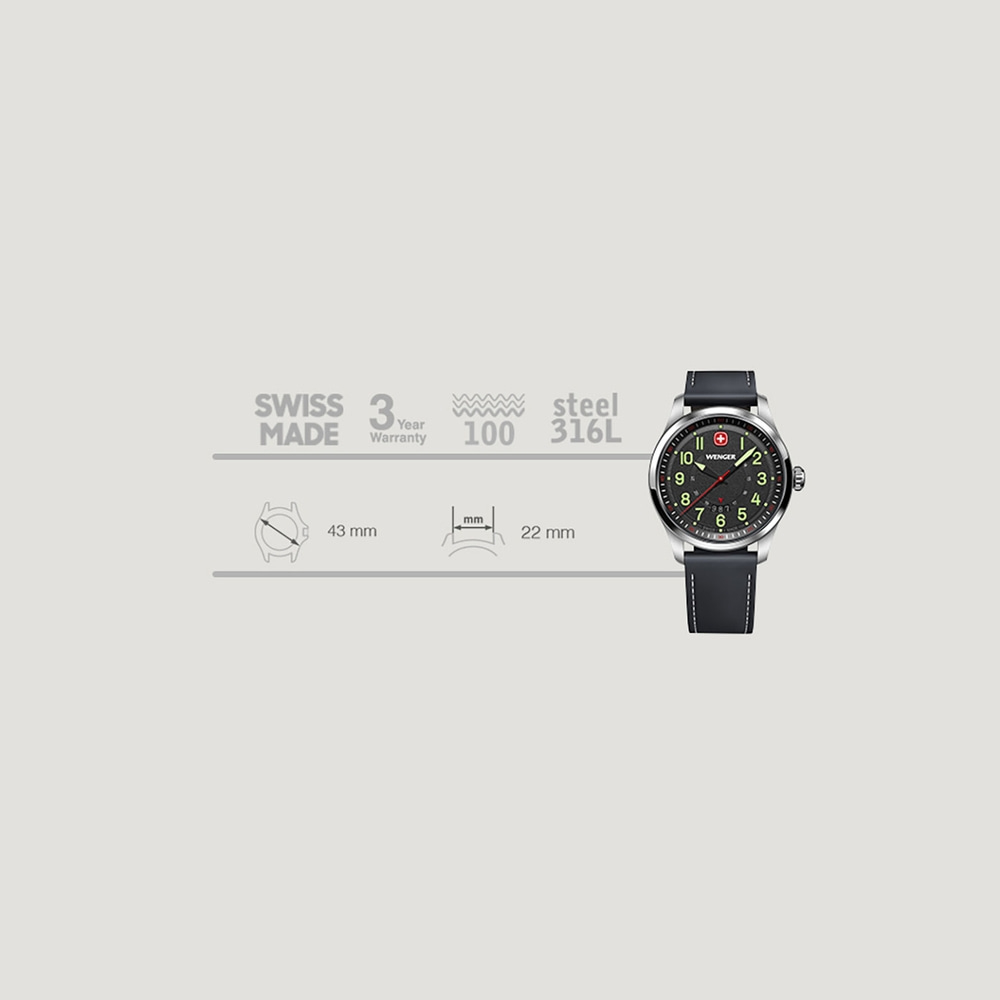 Herrenuhr schwarz Ø 43 mm