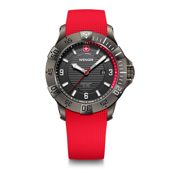 Herrenuhr rot-grau Ø 43 mm