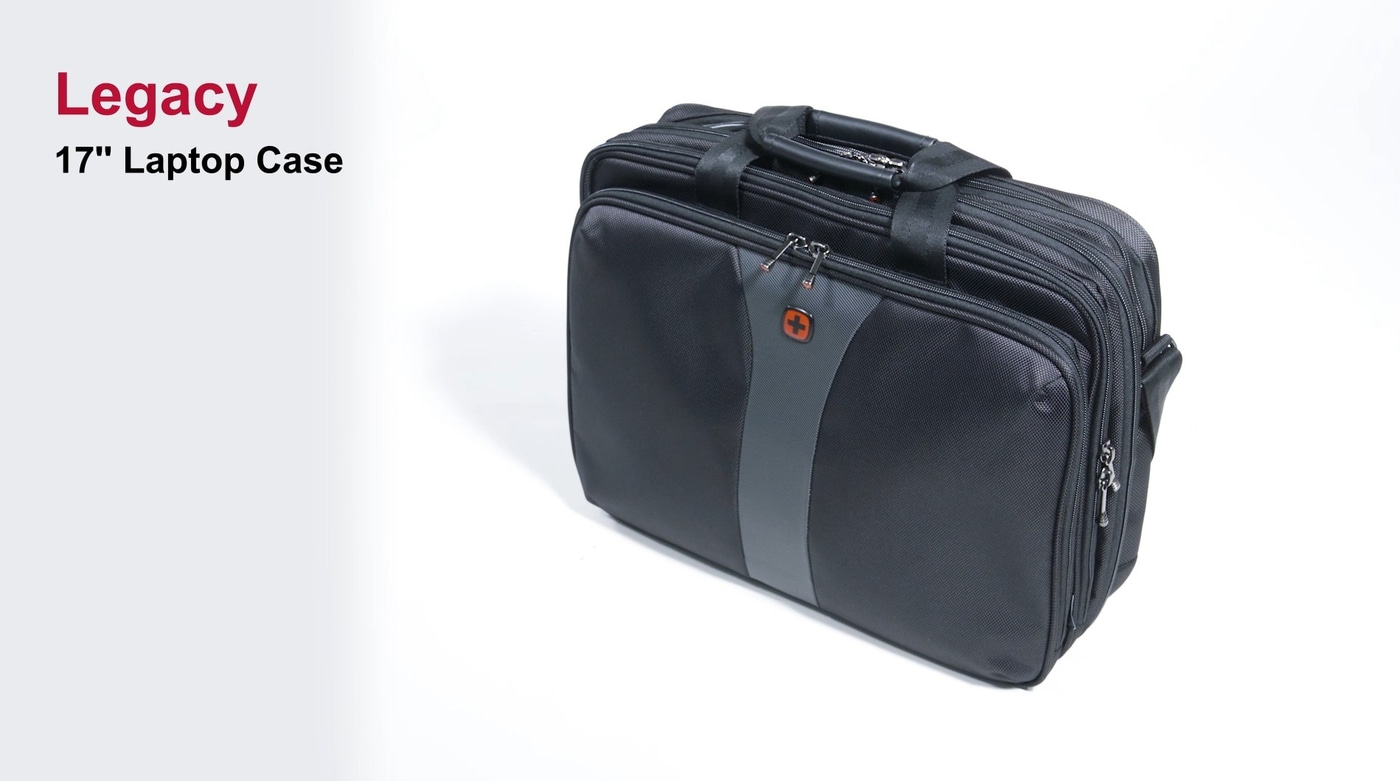 17 inch laptop bag with three main compartments