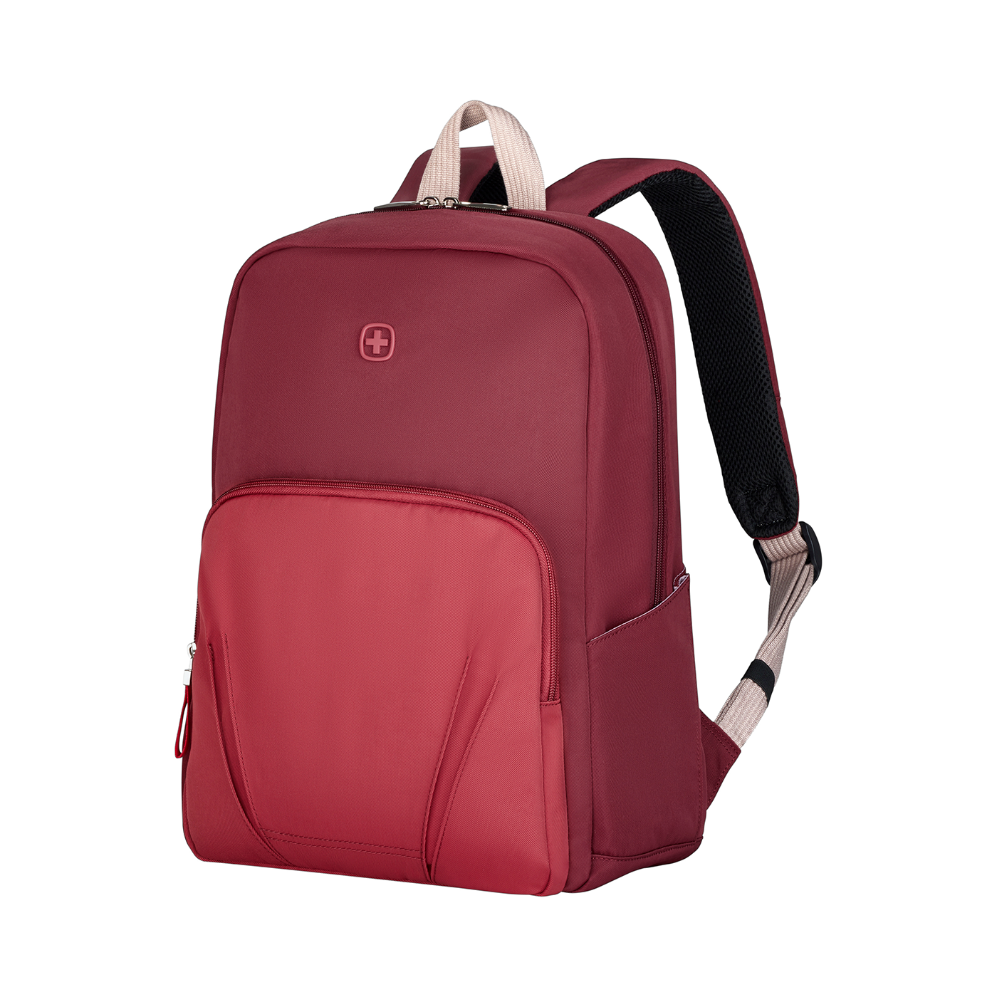 Laptop-Rucksack für bis zu 15,6 Zoll, rot Trolleyriemen für komfortables Reisen mit mehreren Gepäckstücken