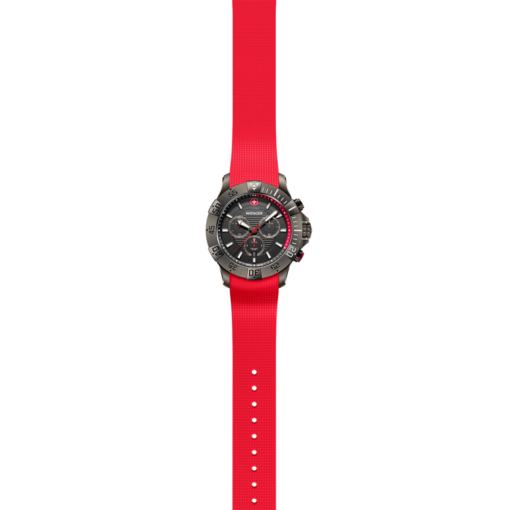 Chrono Herrenuhr rot-grau Ø 43 mm