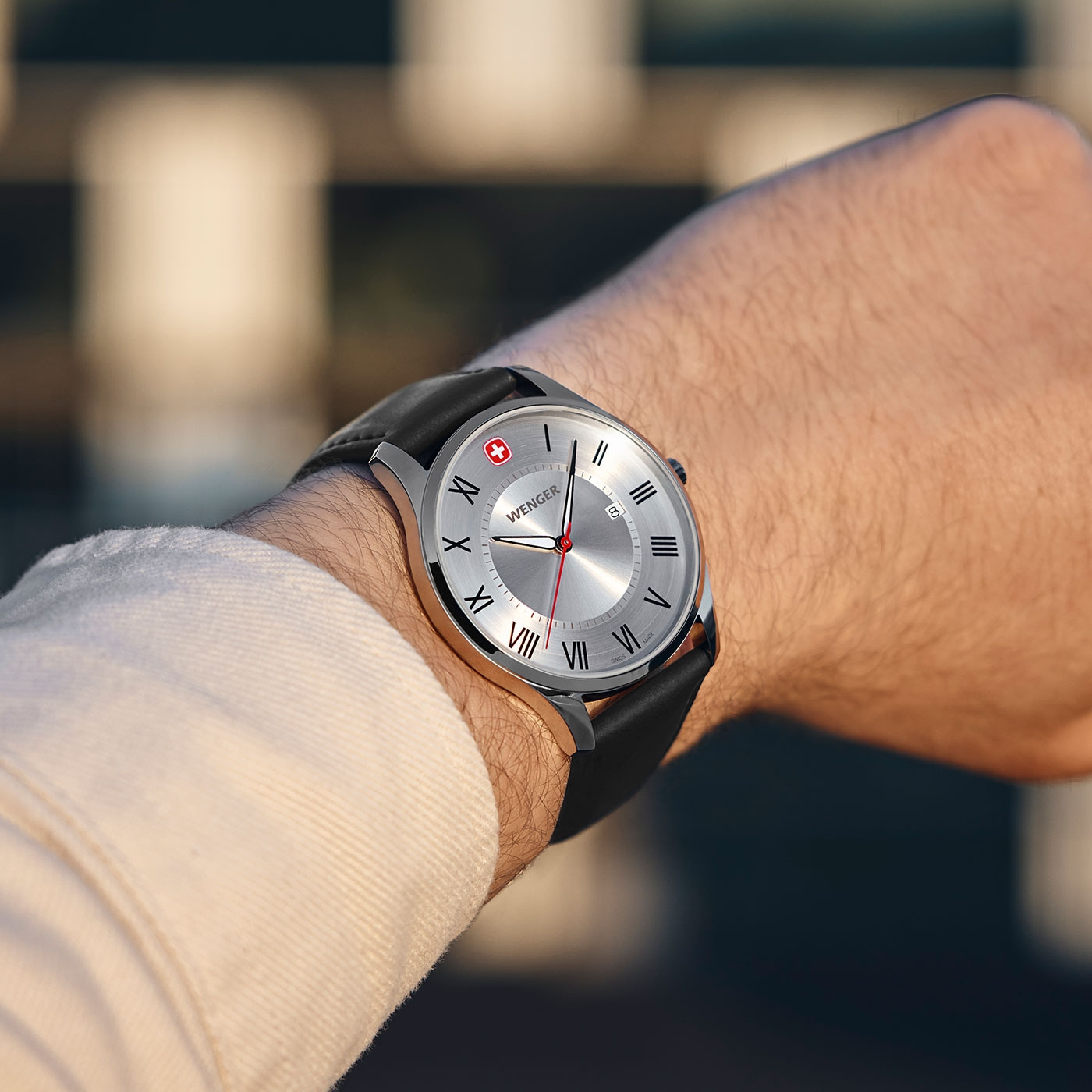 Herrenuhr schwarz-silber Ø 42 mm