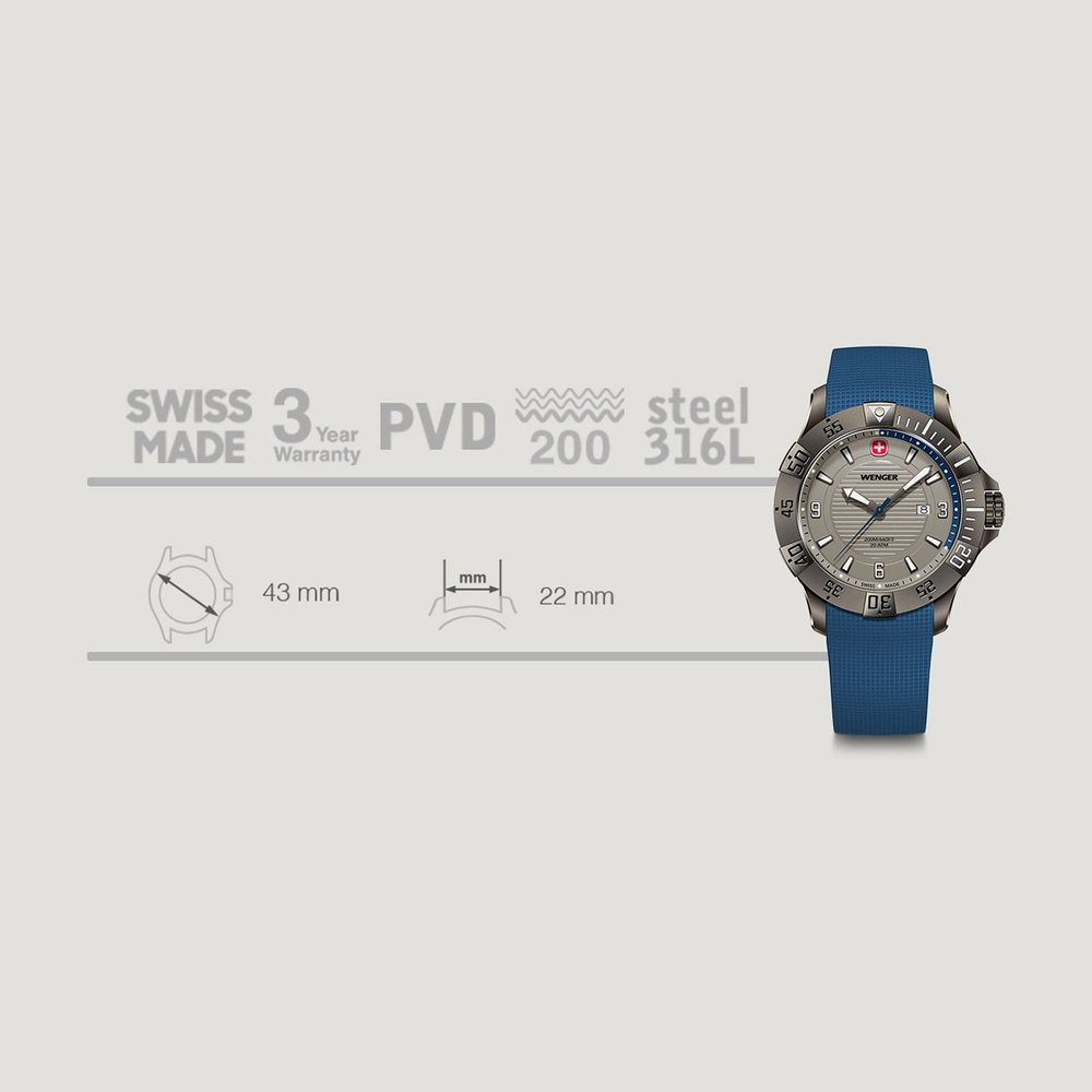 Herrenuhr blau-grau Ø 43 mm