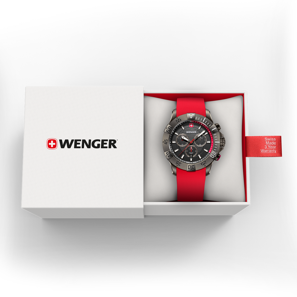 Chrono Herrenuhr rot-grau Ø 43 mm