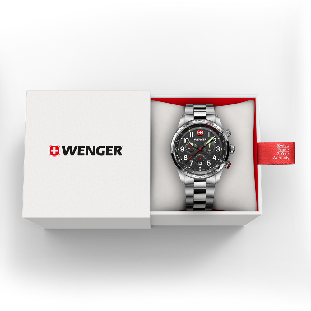 Chrono Herrenuhr silber-schwarz Ø 43 mm