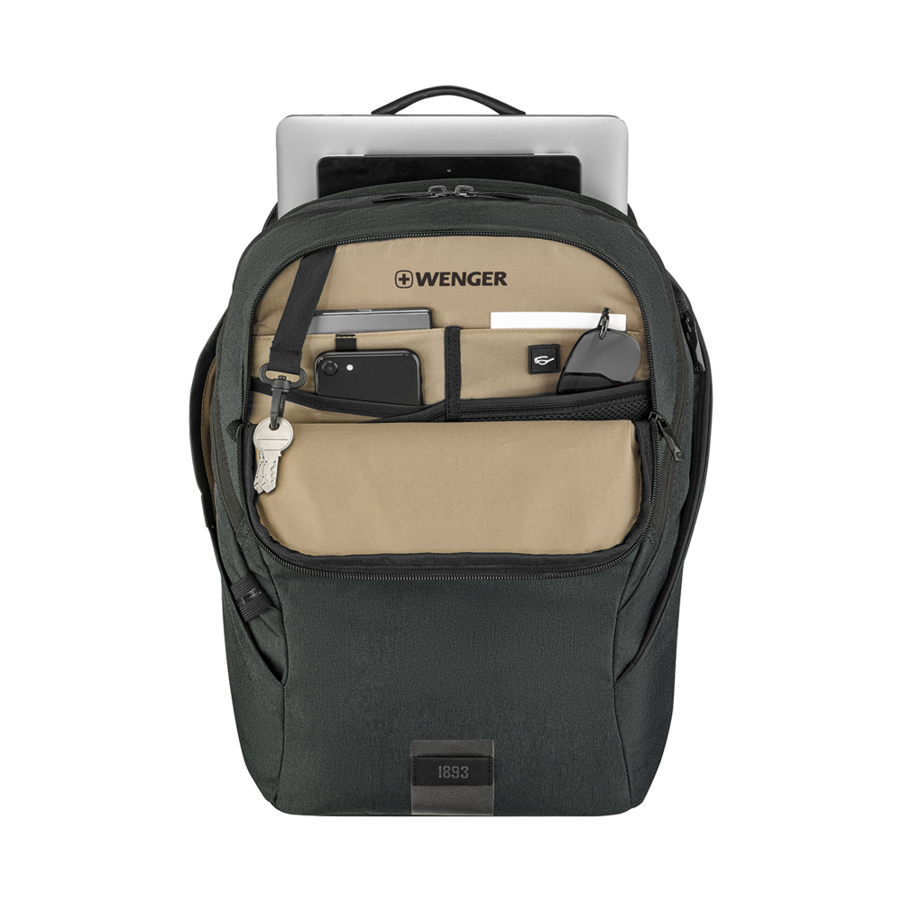 16 Zoll Laptop-Rucksack mit Tablet-Fach, kohlefarben