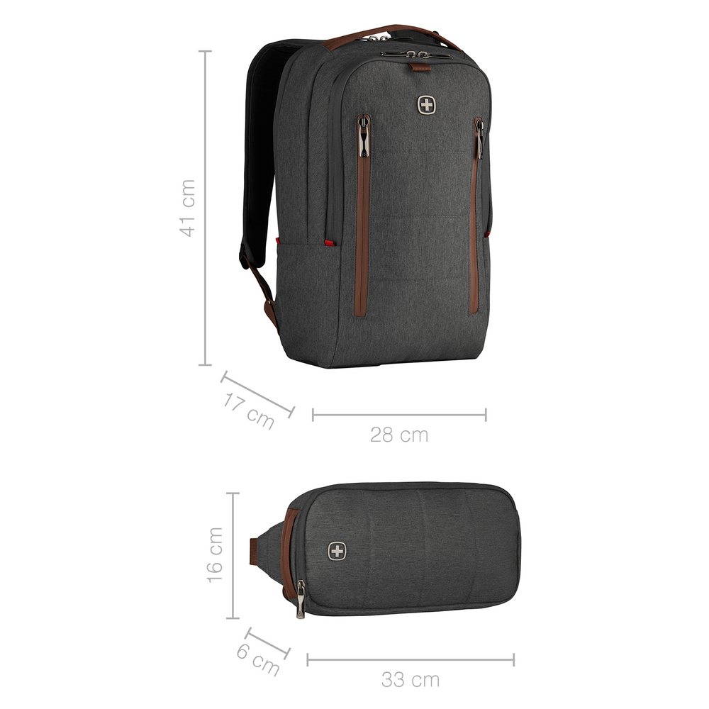 16 Zoll Rucksack mit Tagesumhängetasche