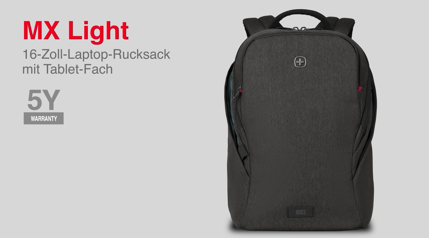 16 Zoll Laptop-Rucksack mit Tablet-Fach, graumeliert