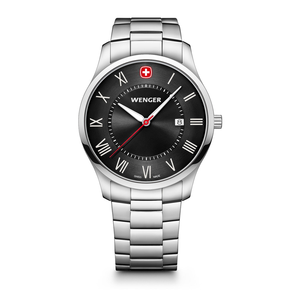 Herrenuhr silber-schwarz Ø 42 mm