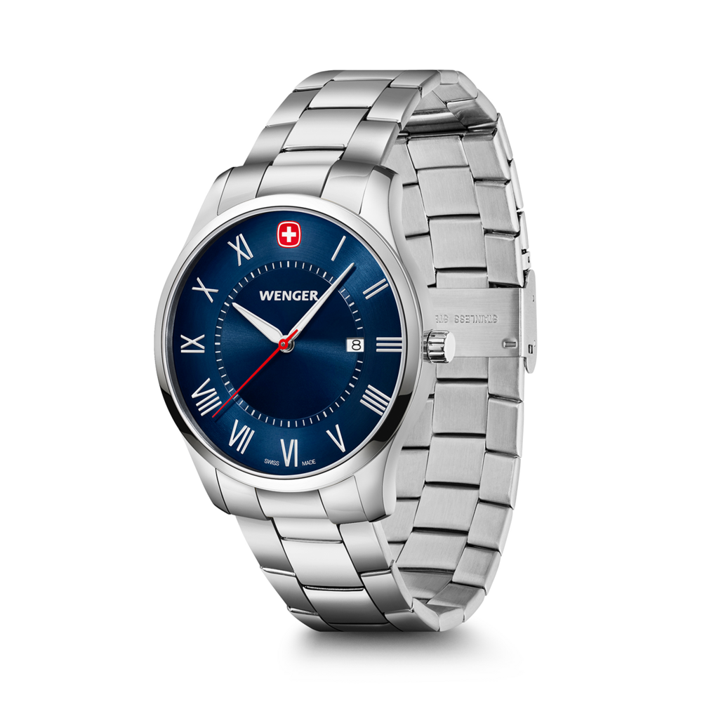 Herrenuhr silber-blau Ø 42 mm