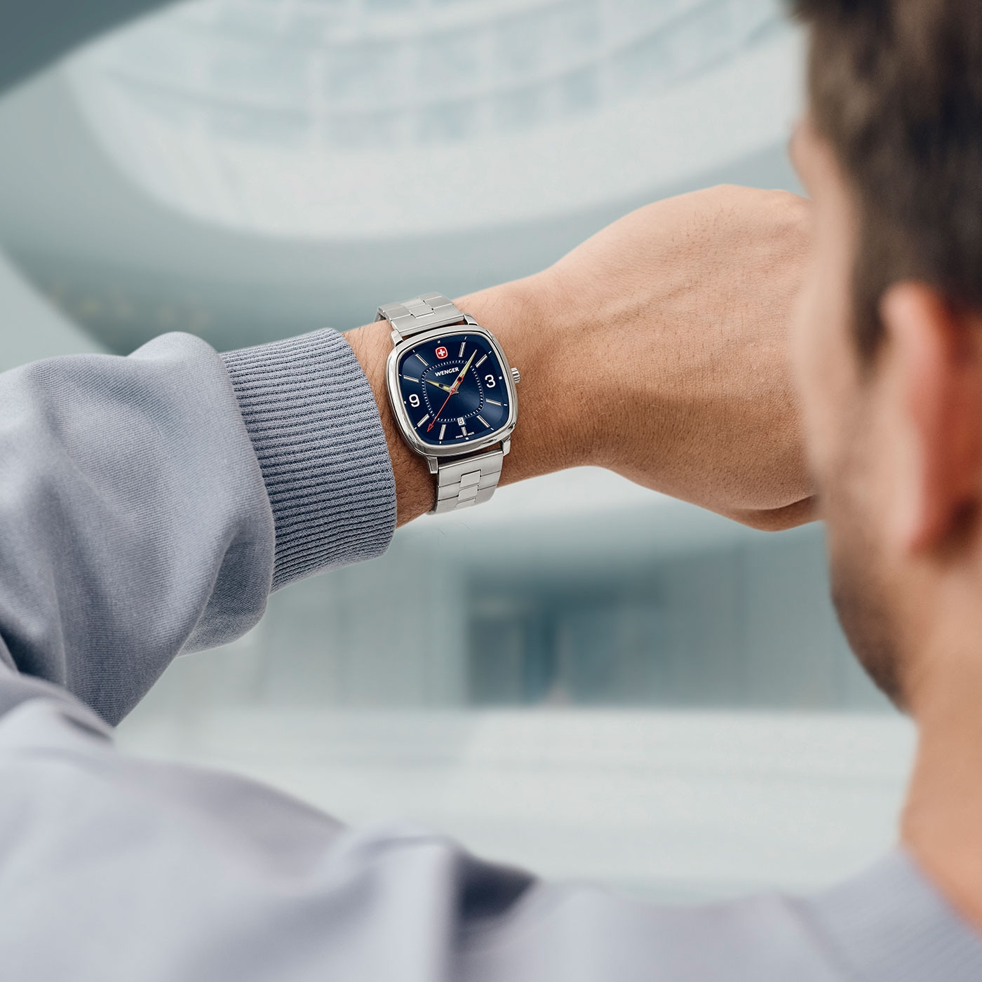 Herrenuhr silber-blau Ø 37 mm