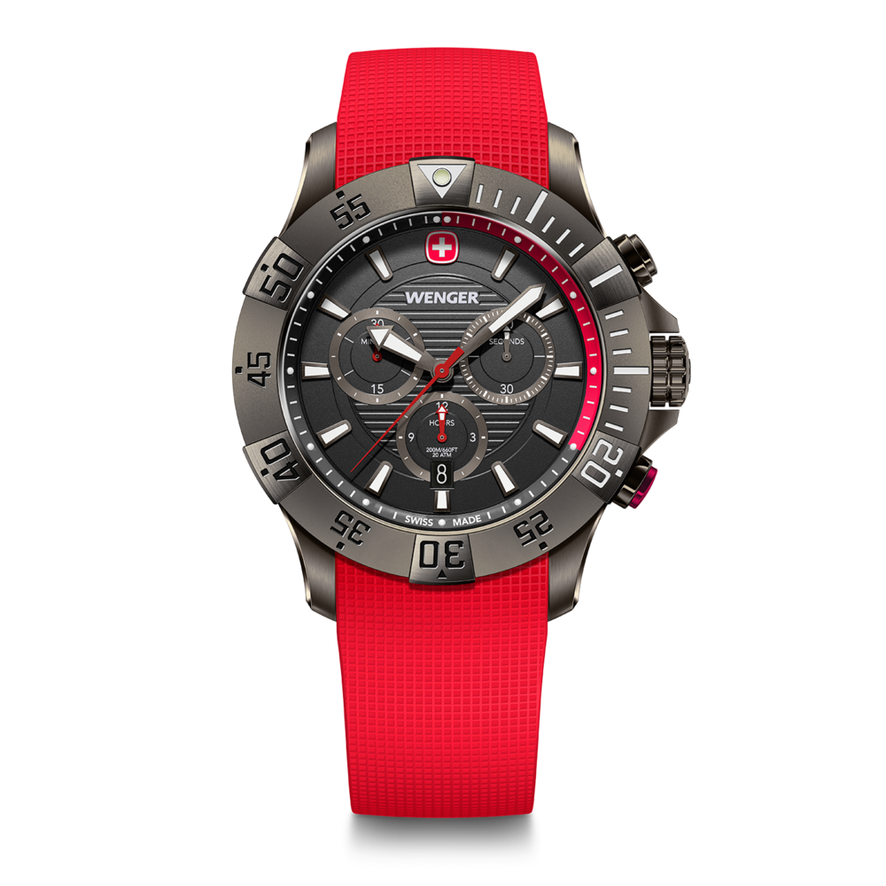 Chrono Herrenuhr rot-grau Ø 43 mm