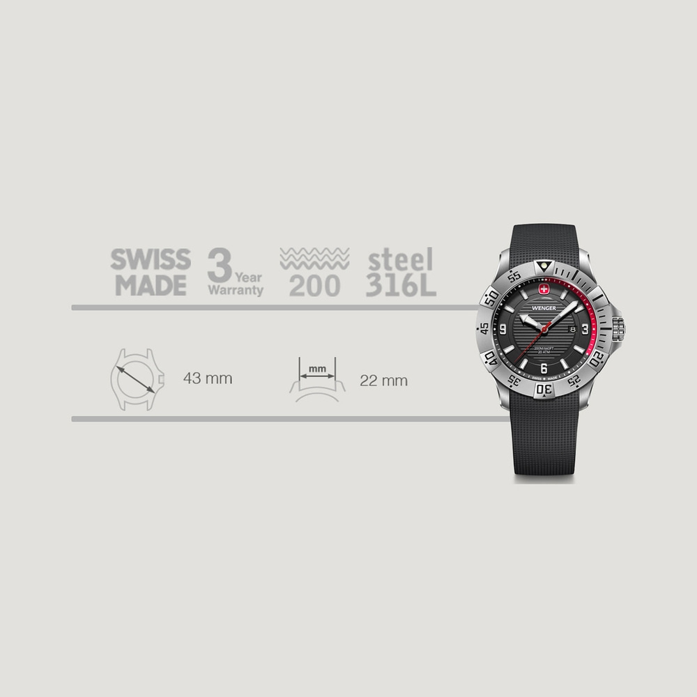 Herrenuhr schwarz Ø 43 mm