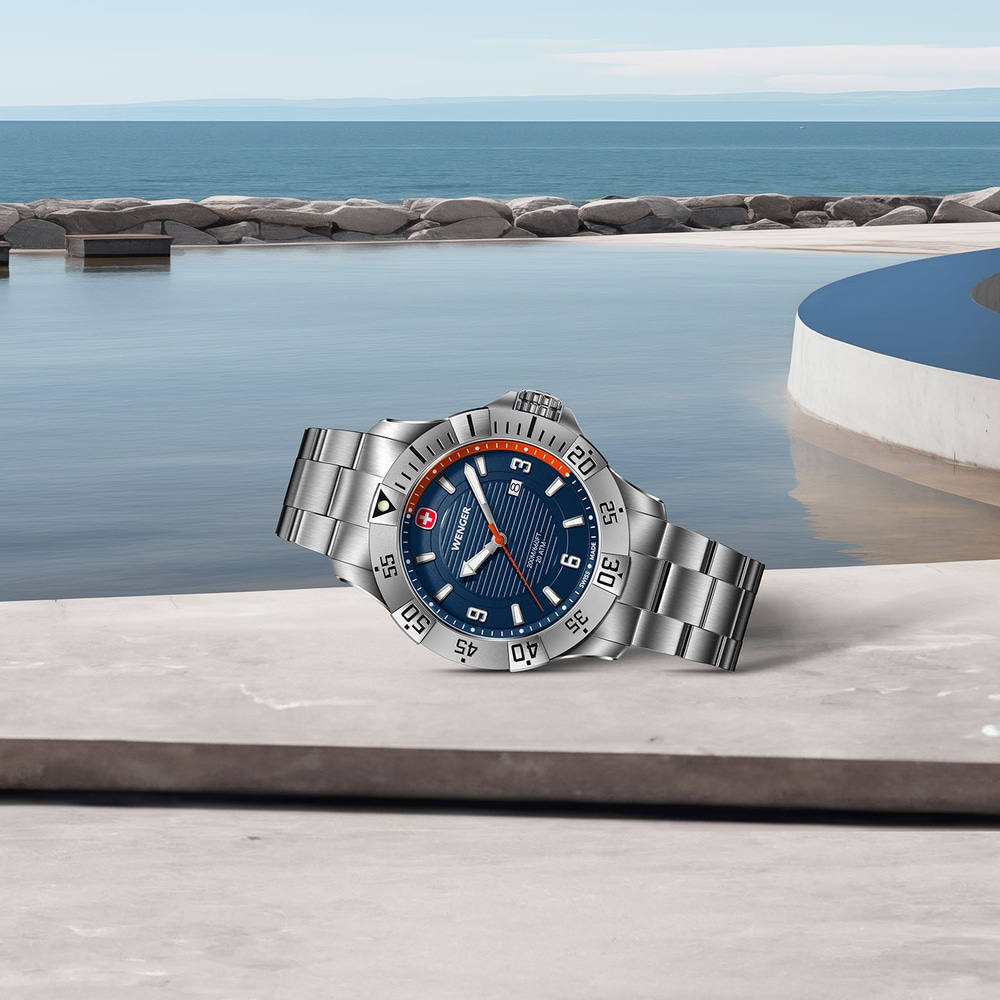 Herrenuhr silber-blau Ø 43 mm