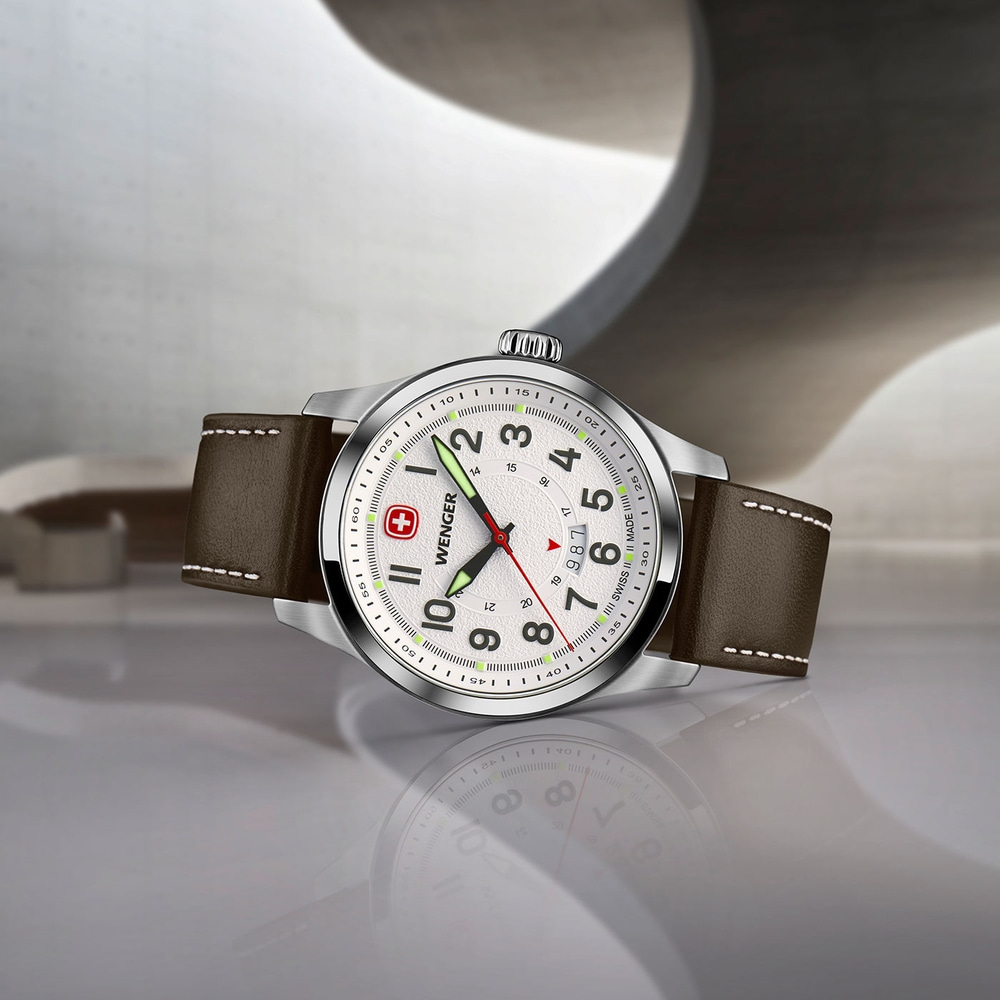 Herrenuhr silber-braun Ø 43 mm