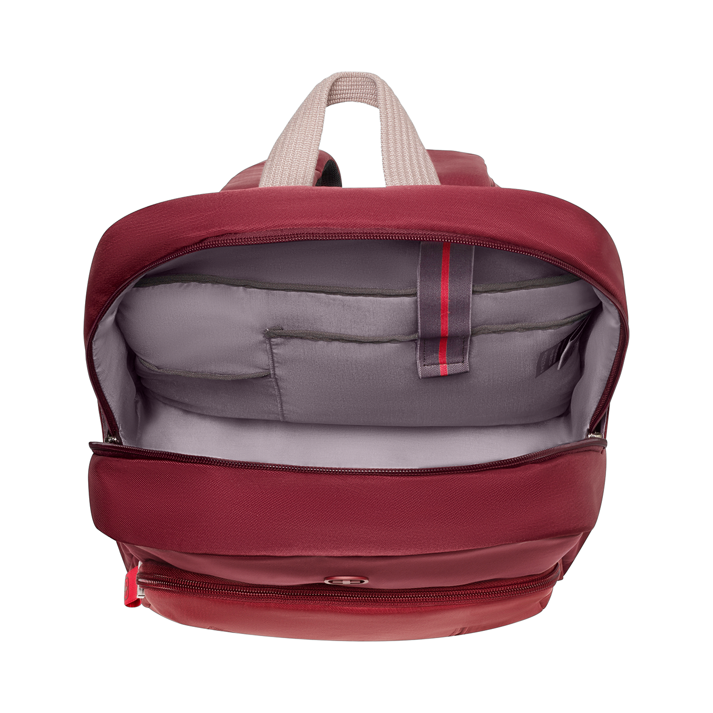Laptop-Rucksack für bis zu 15,6 Zoll, rot Trolleyriemen für komfortables Reisen mit mehreren Gepäckstücken