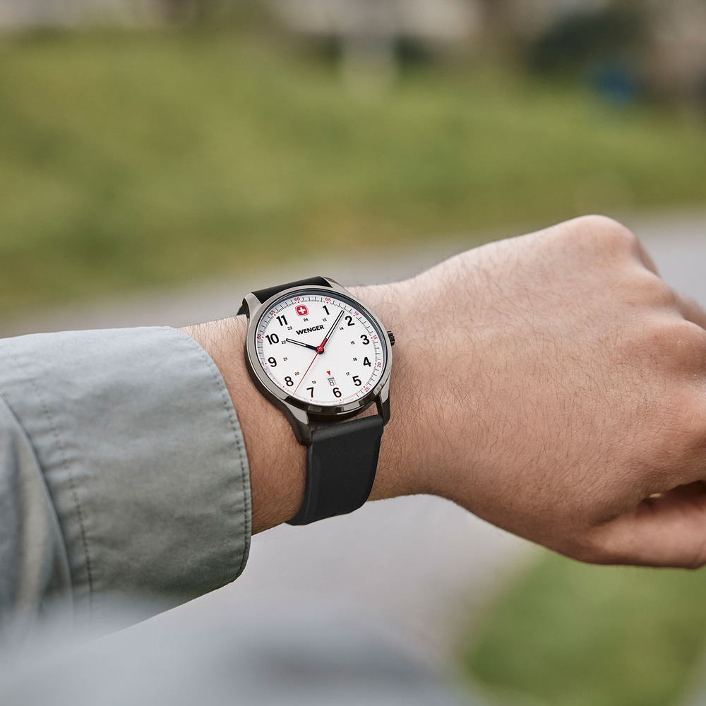 Herrenuhr schwarz, silikon Ø 42 mm